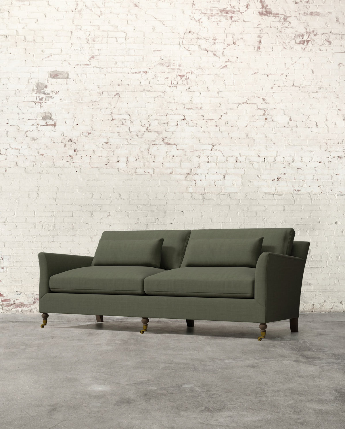 Alfie 87" Sofa with Brass Casters
