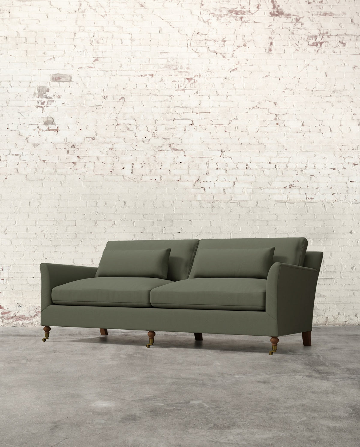 Alfie 87" Sofa with Brass Casters