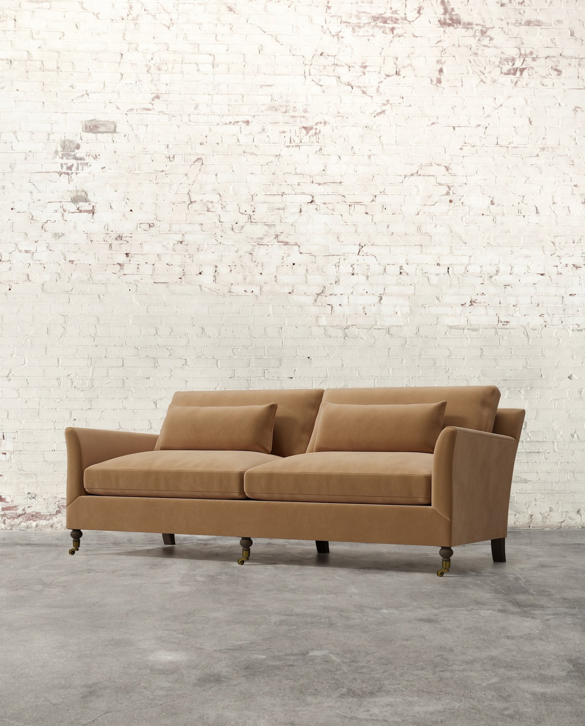 Alfie 87" Sofa with Brass Casters