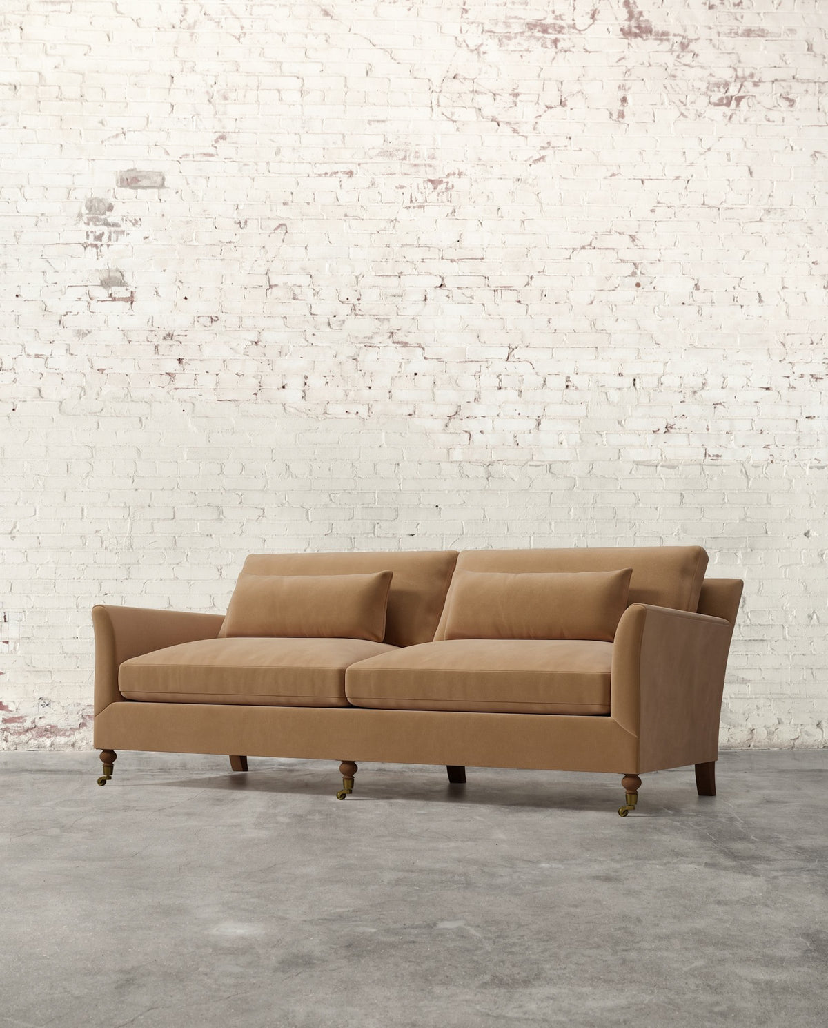Alfie 87" Sofa with Brass Casters
