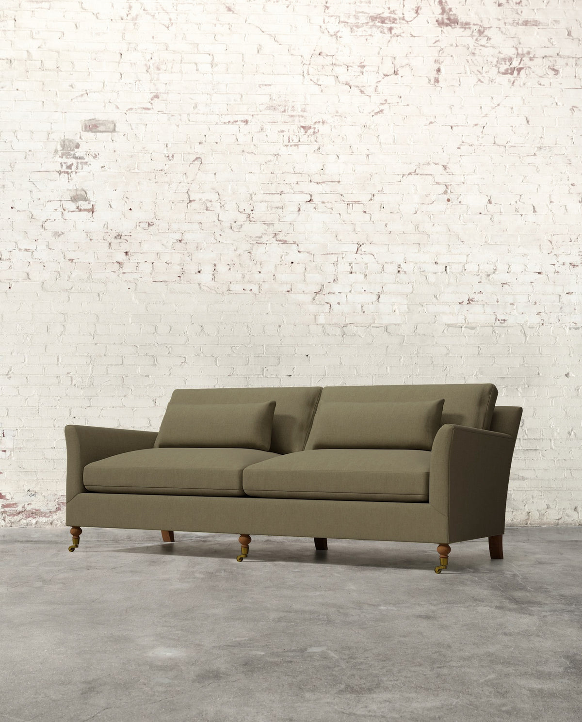 Alfie 87" Sofa with Brass Casters