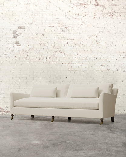 Alfie 97" Bench Sofa with Brass Casters