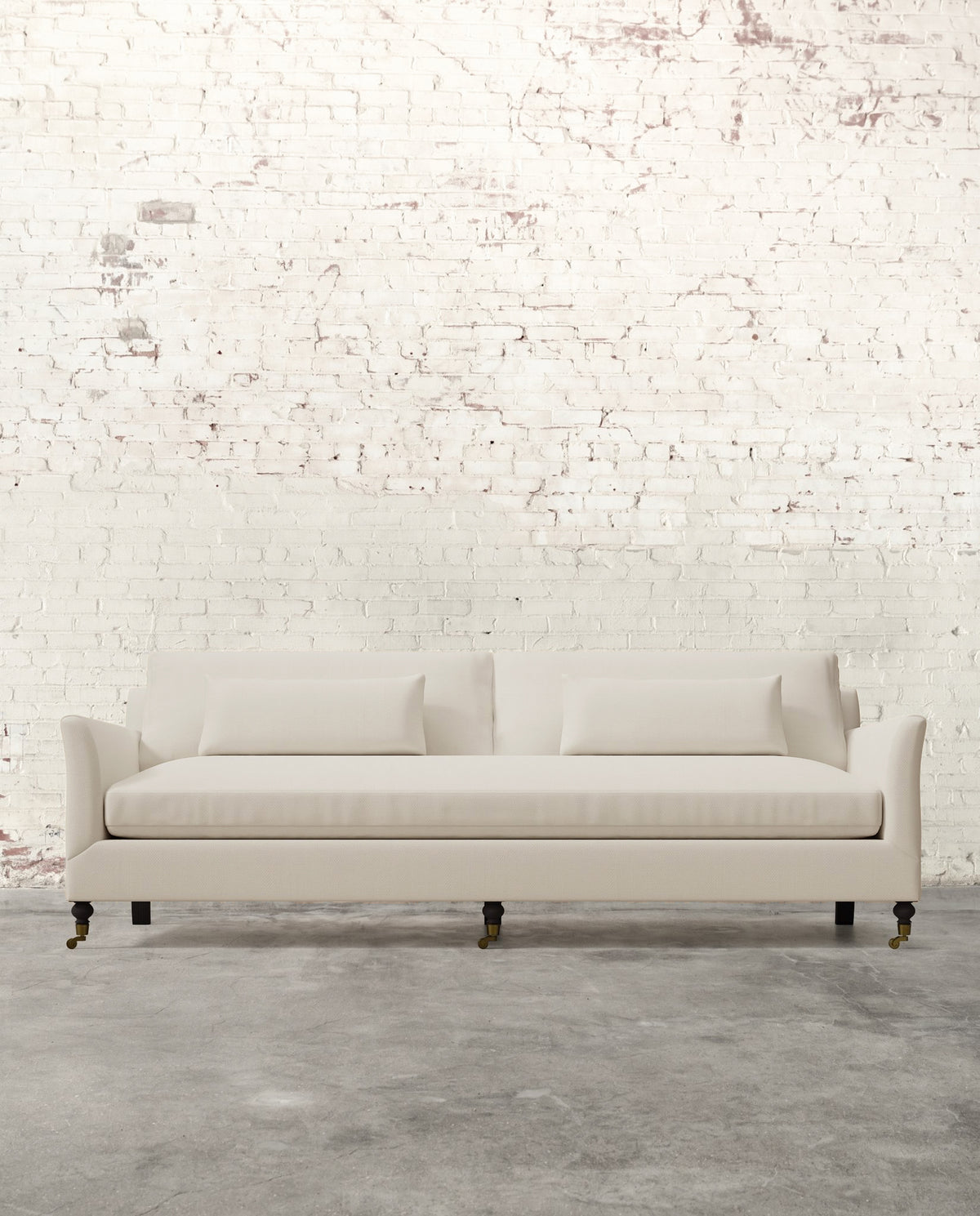 Alfie 97" Bench Sofa with Brass Casters
