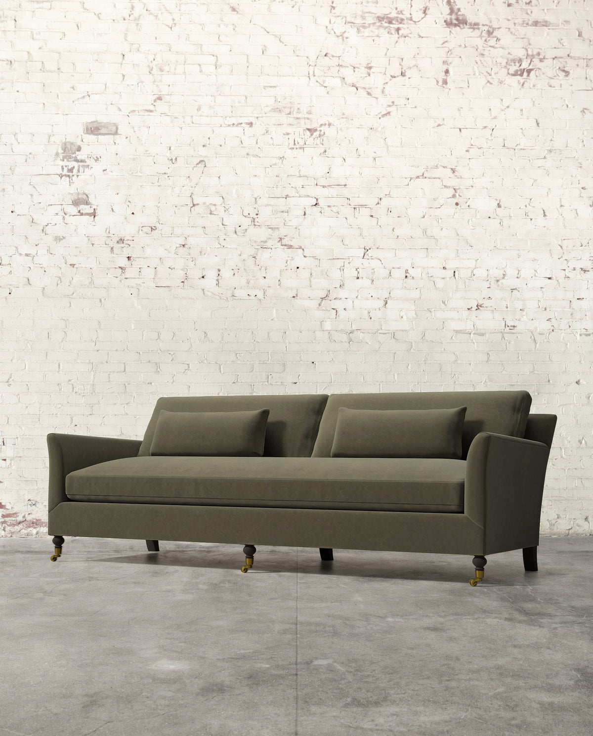 Alfie 97" Bench Sofa with Brass Casters