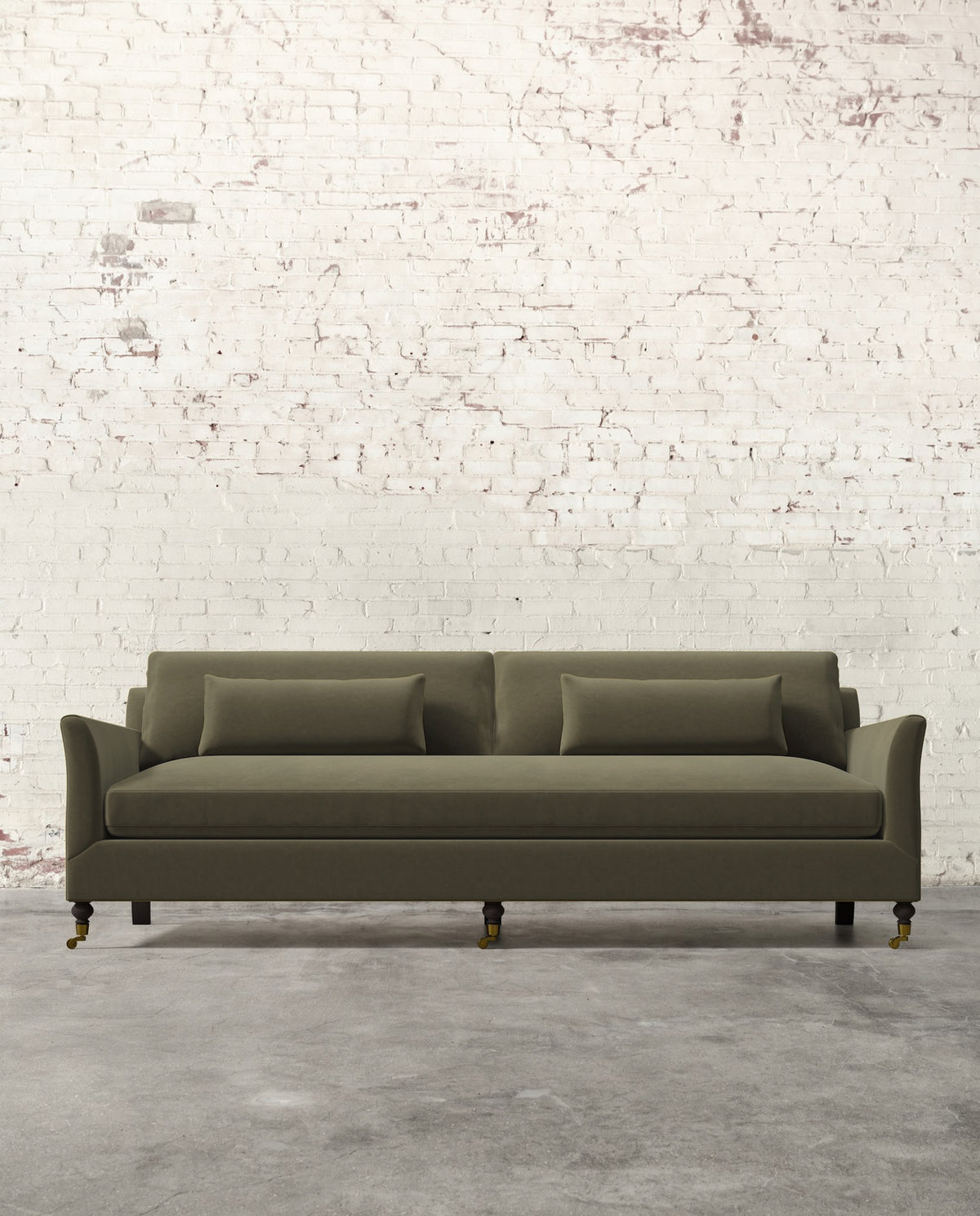 Alfie 97" Bench Sofa with Brass Casters