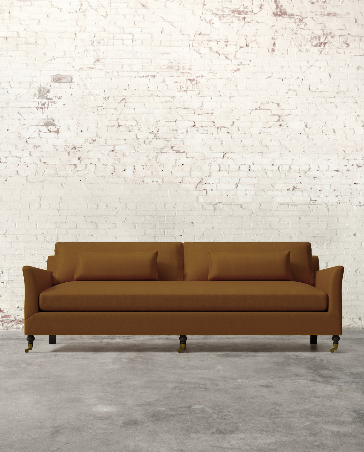 Alfie 97" Bench Sofa with Brass Casters