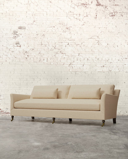Alfie 97" Bench Sofa with Brass Casters