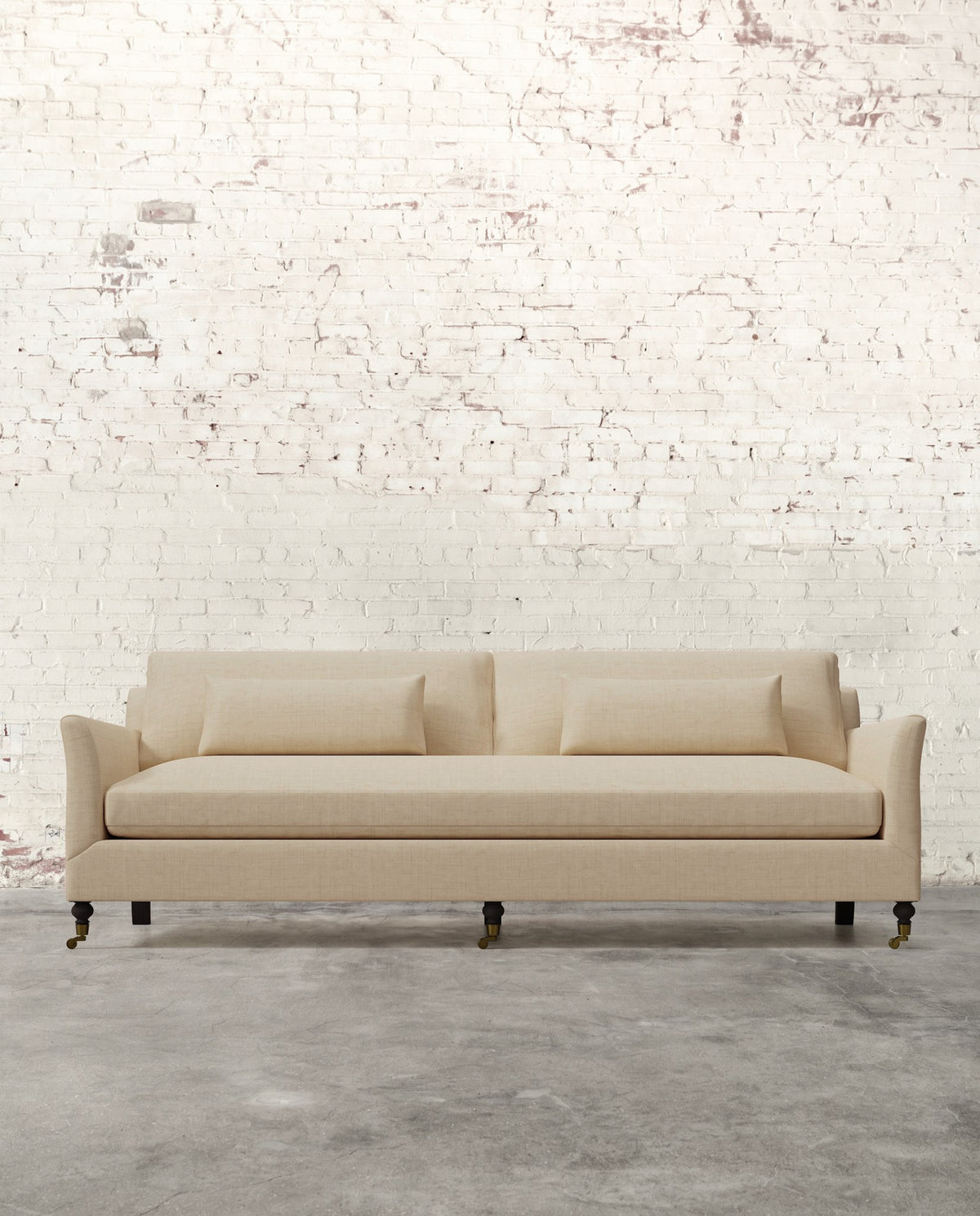 Alfie 97" Bench Sofa with Brass Casters