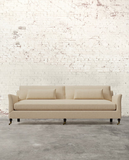 Alfie 97" Bench Sofa with Brass Casters