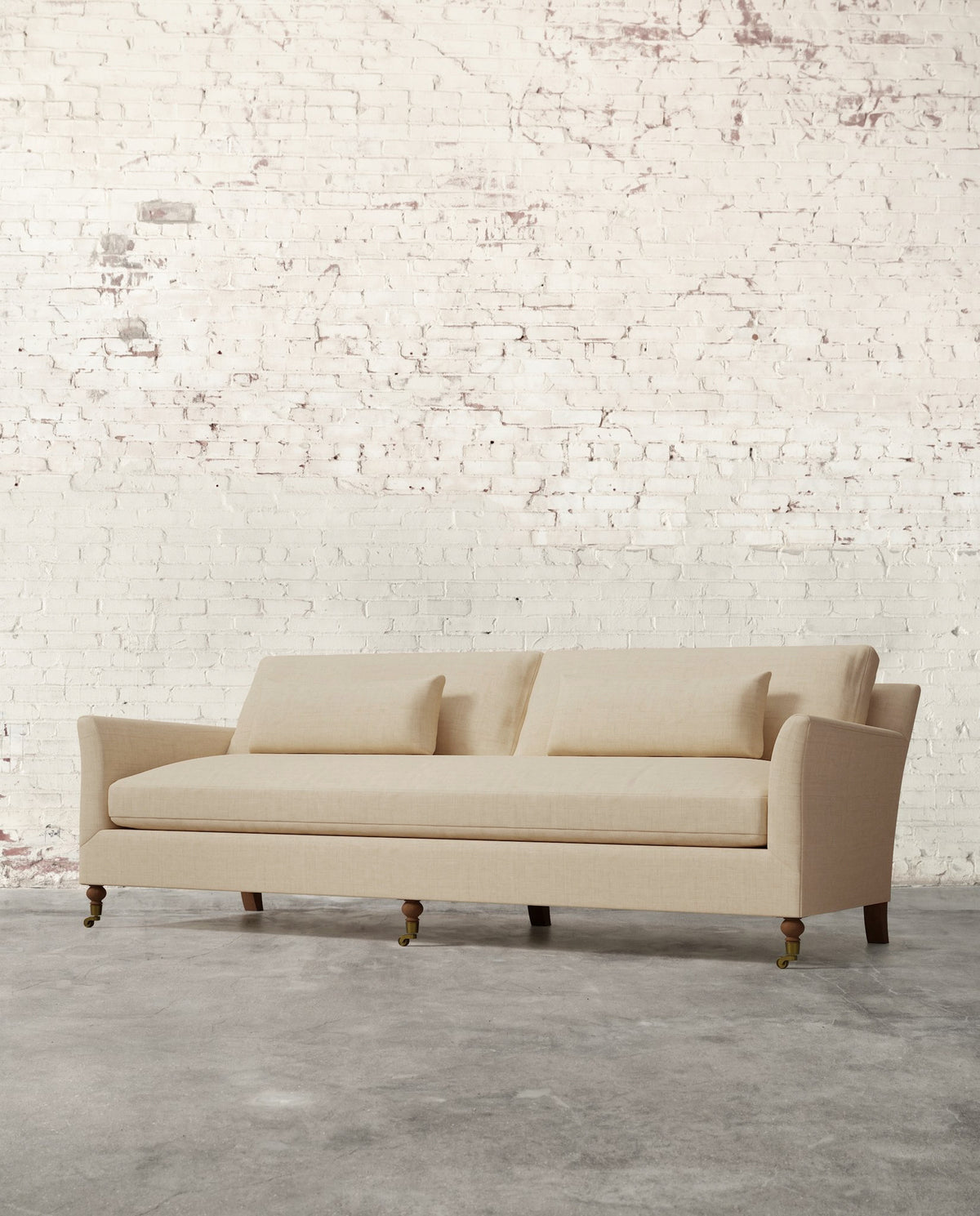 Alfie 97" Bench Sofa with Brass Casters