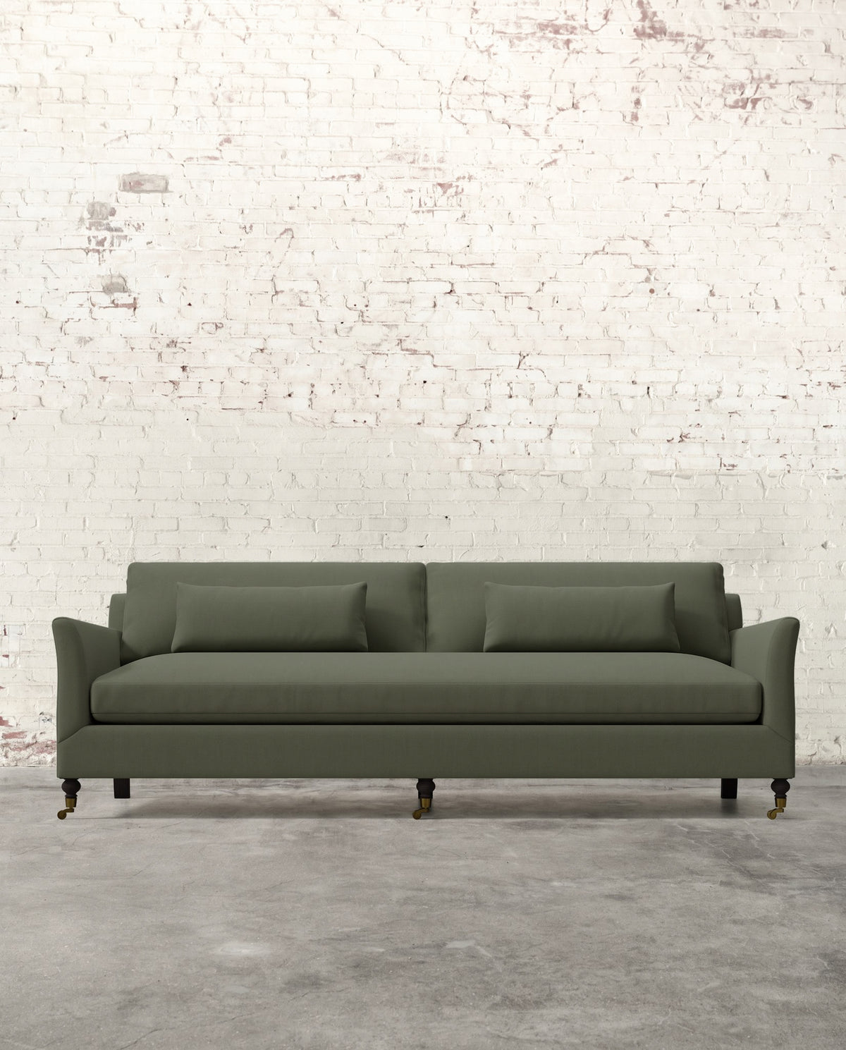Alfie 97" Bench Sofa with Brass Casters