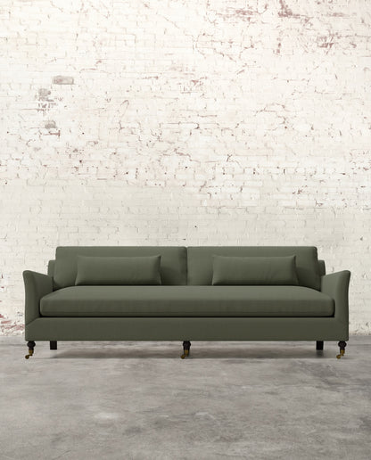 Alfie 97" Bench Sofa with Brass Casters