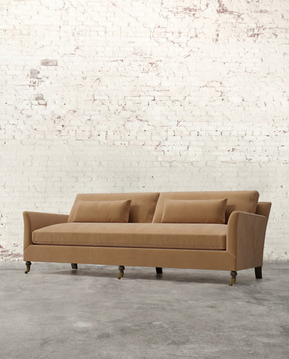 Alfie 97" Bench Sofa with Brass Casters