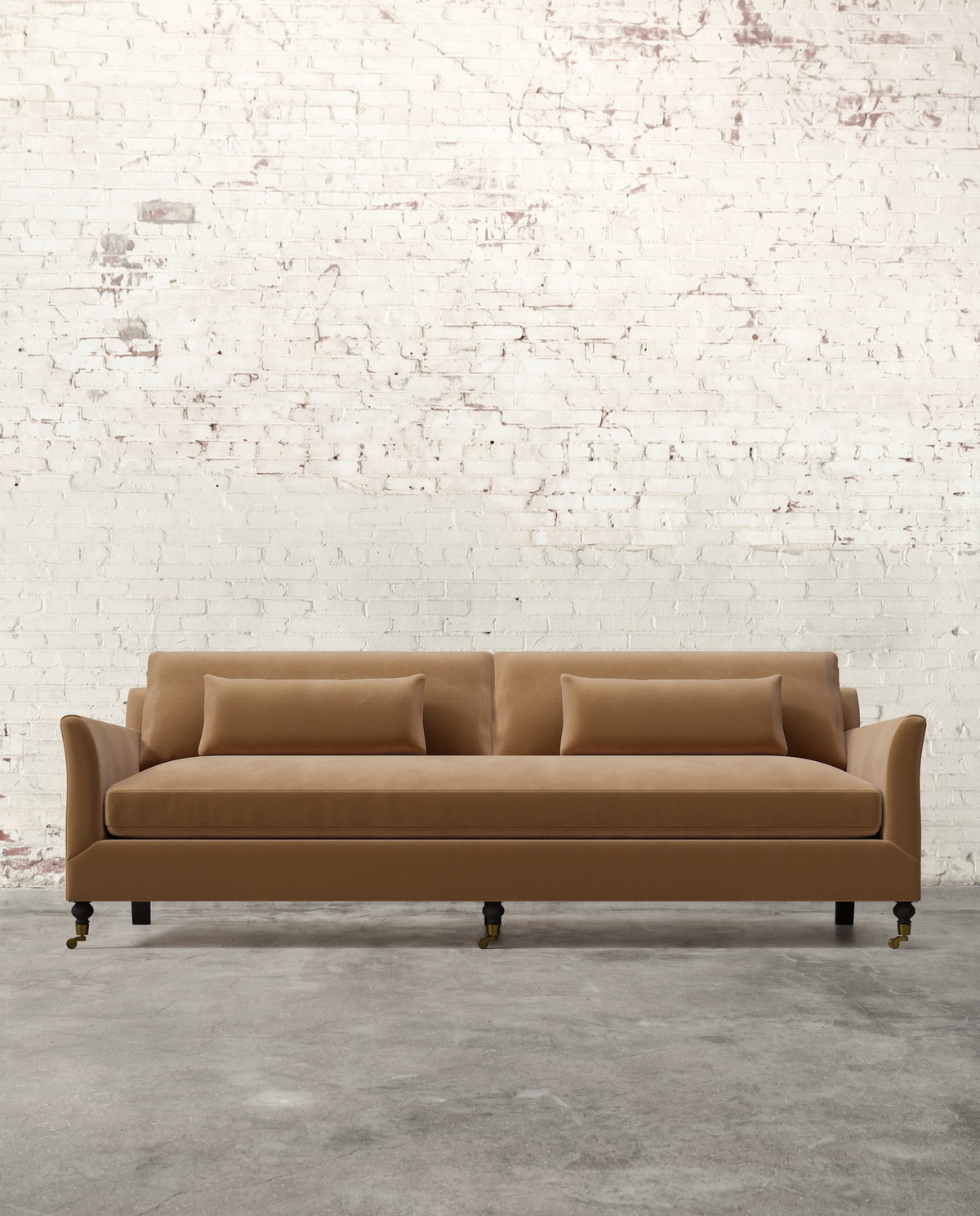 Alfie 97" Bench Sofa with Brass Casters