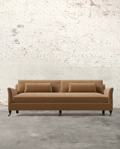 Alfie 97" Bench Sofa with Brass Casters