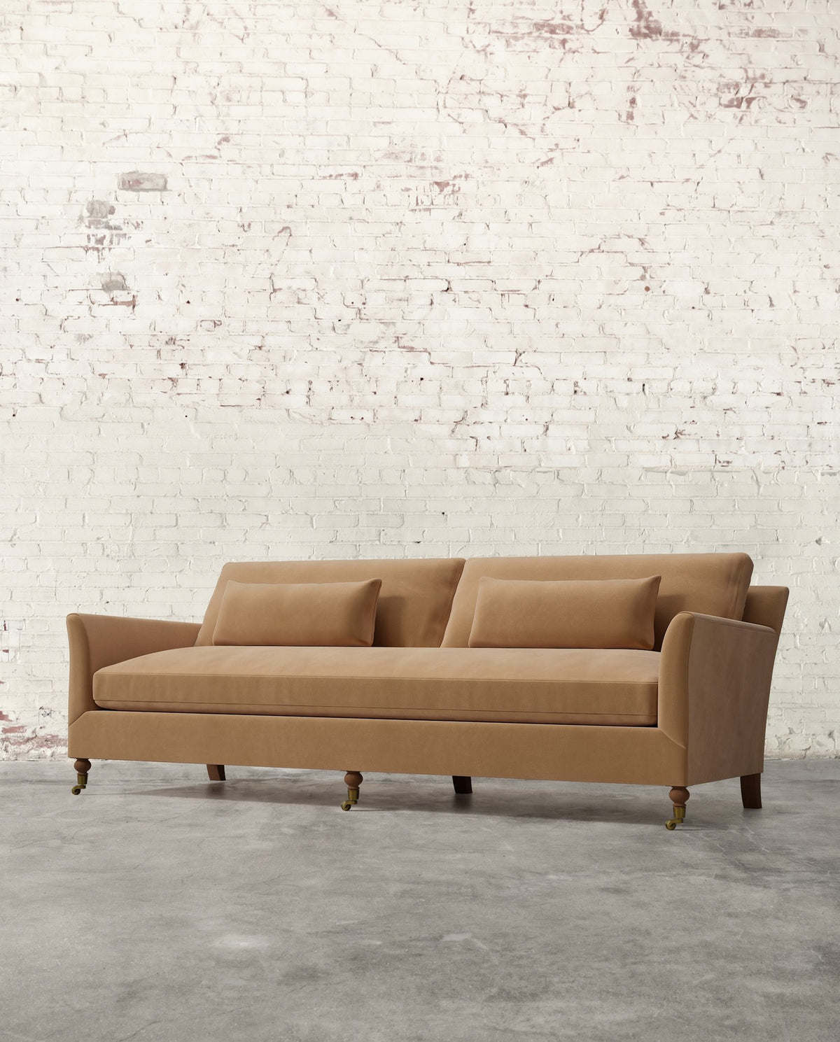 Alfie 97" Bench Sofa with Brass Casters