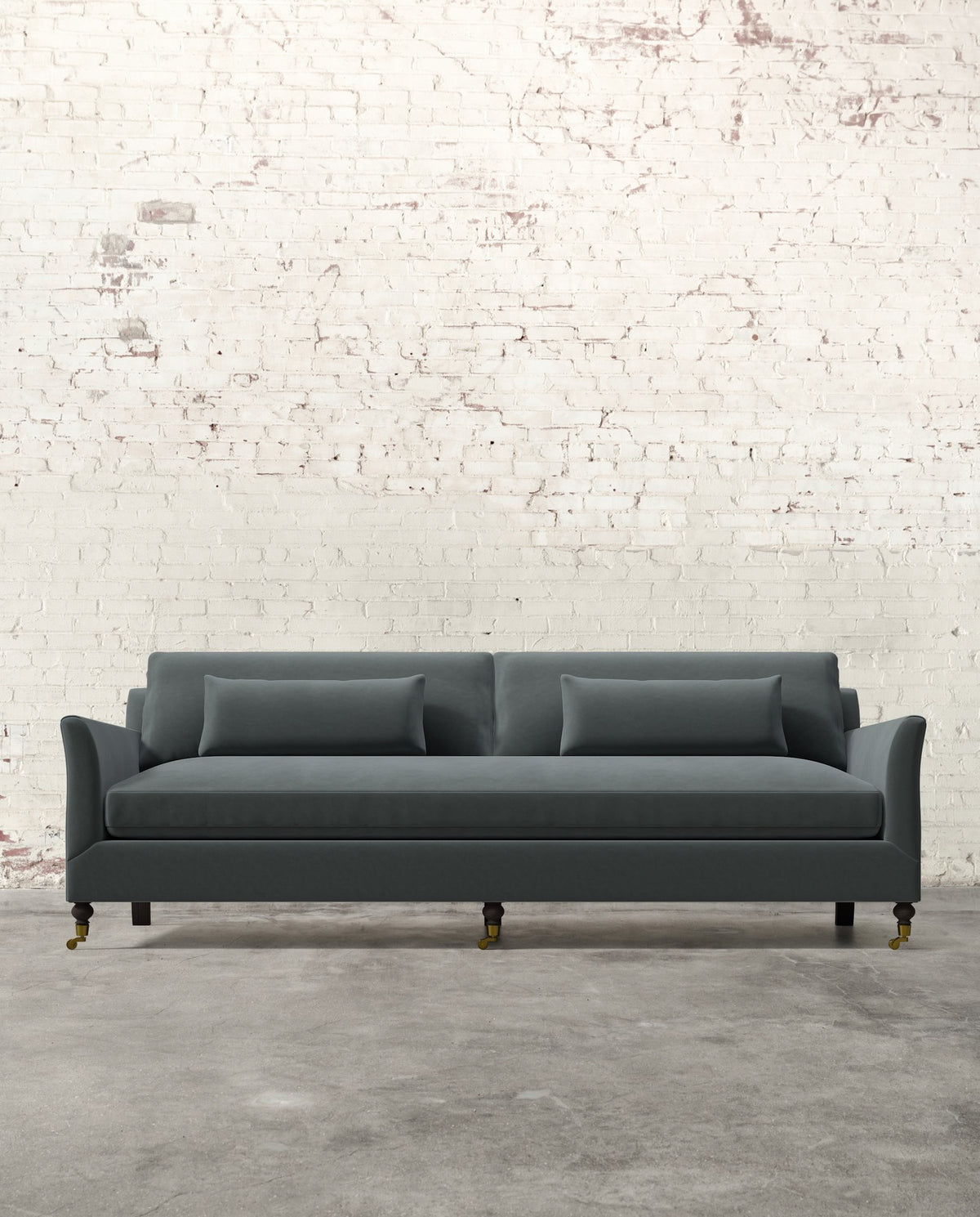 Alfie 97" Bench Sofa with Brass Casters