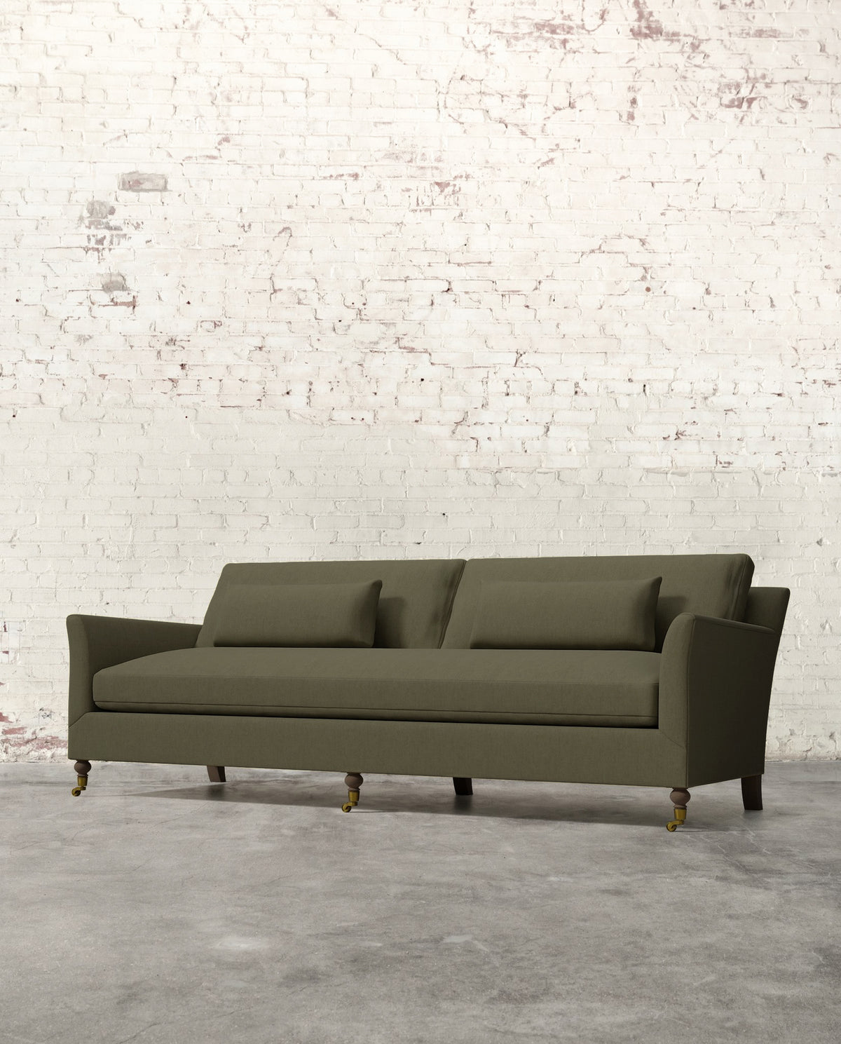 Alfie 97" Bench Sofa with Brass Casters