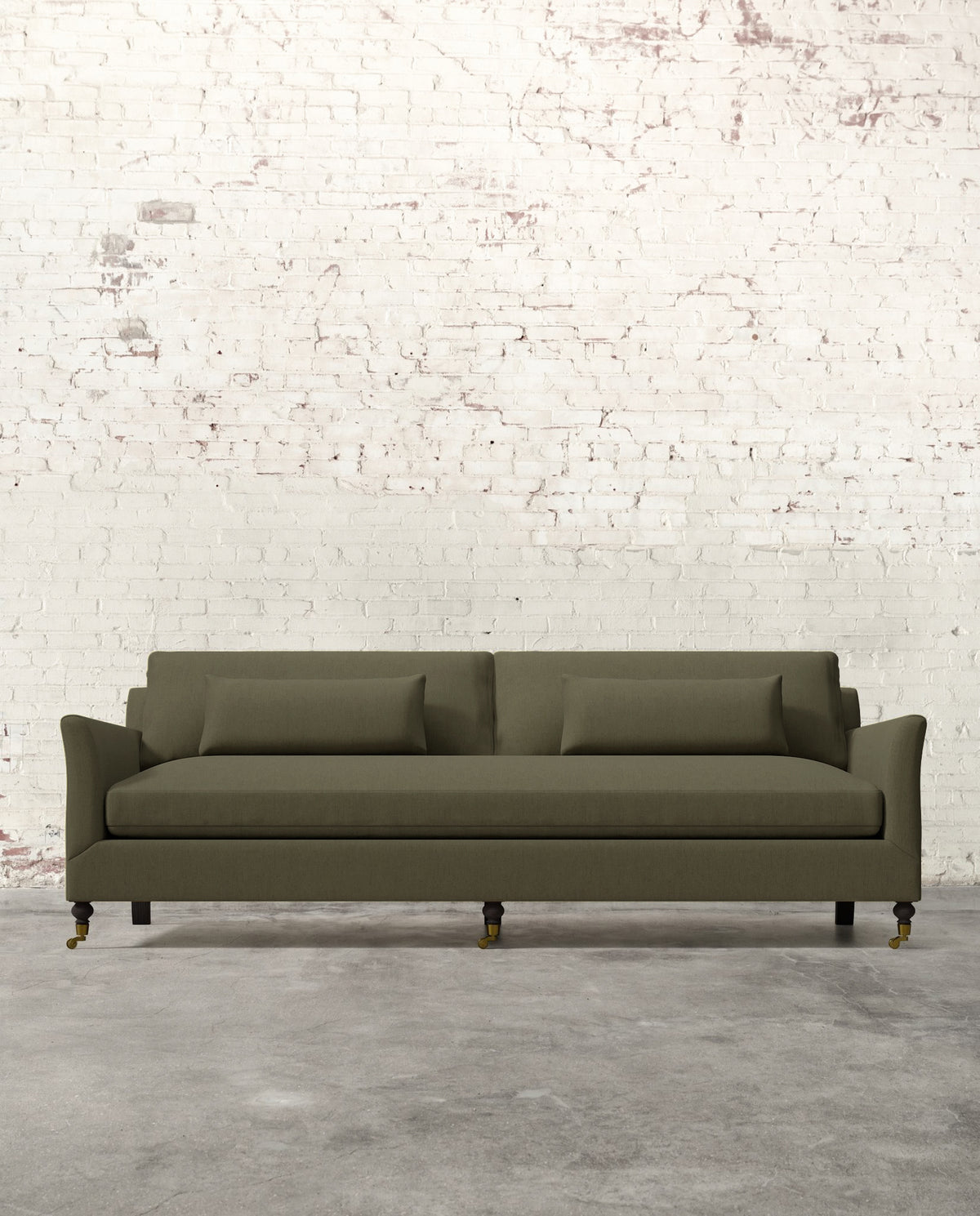 Alfie 97" Bench Sofa with Brass Casters