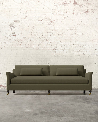 Alfie 97" Bench Sofa with Brass Casters