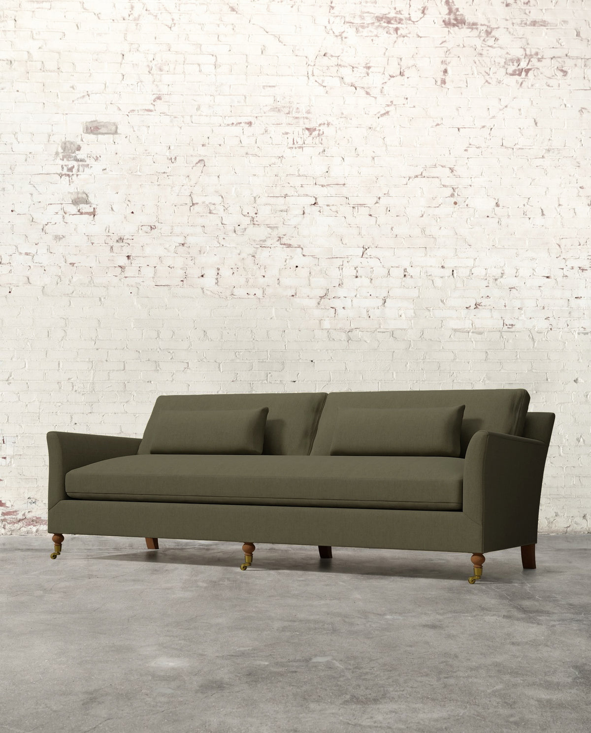 Alfie 97" Bench Sofa with Brass Casters