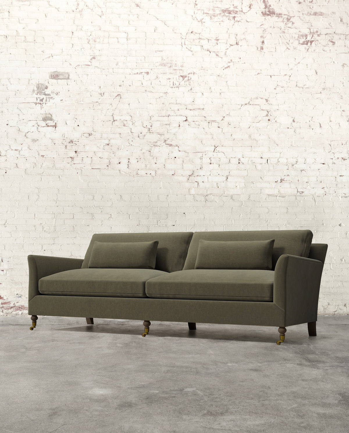 Alfie 97" Sofa with Brass Casters