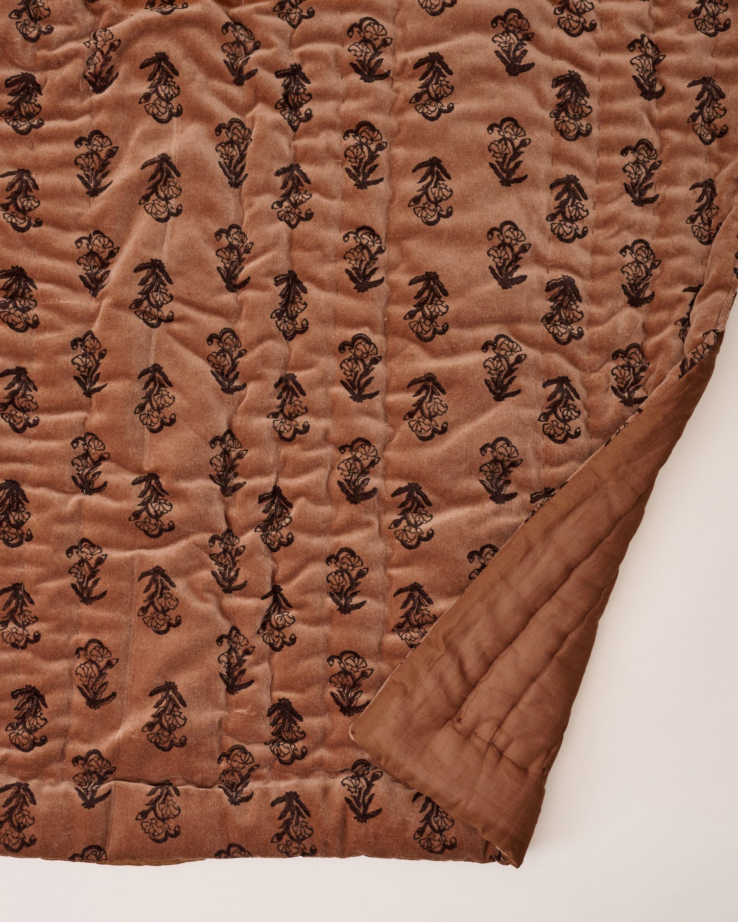Aster Block Print Velvet Quilt