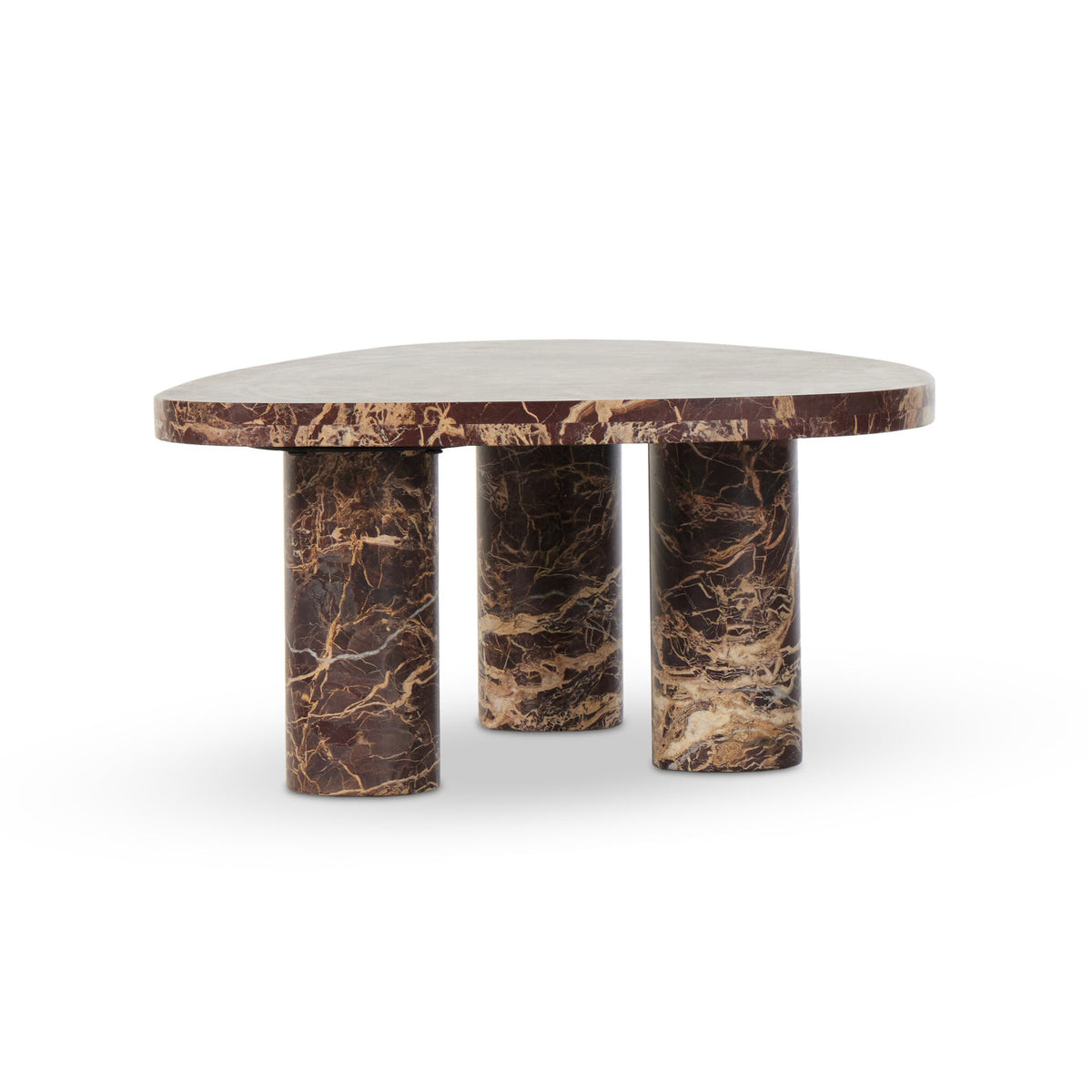 Small Aurora Marble Nesting Coffee Table in Merlot
