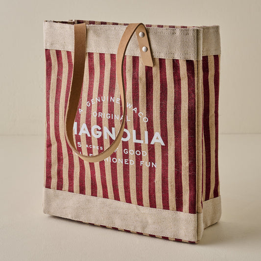 Magnolia Burgundy Stripe Market Tote