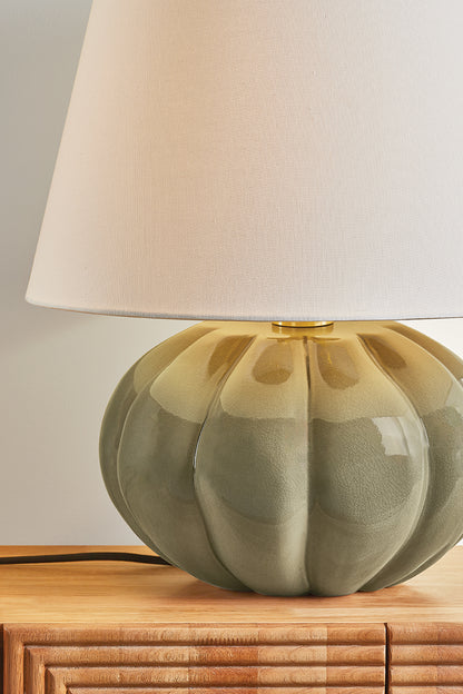 Bethany Table Lamp close up with light on