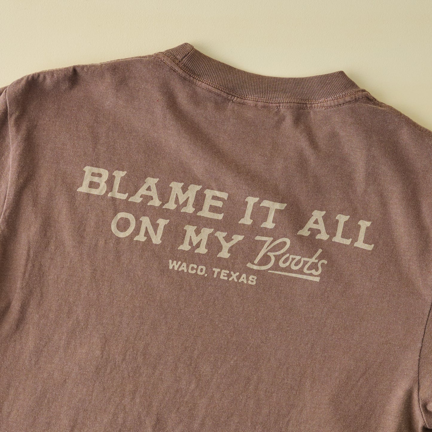 Blame It All On My Boots Brown Short Sleeve Shirt back view