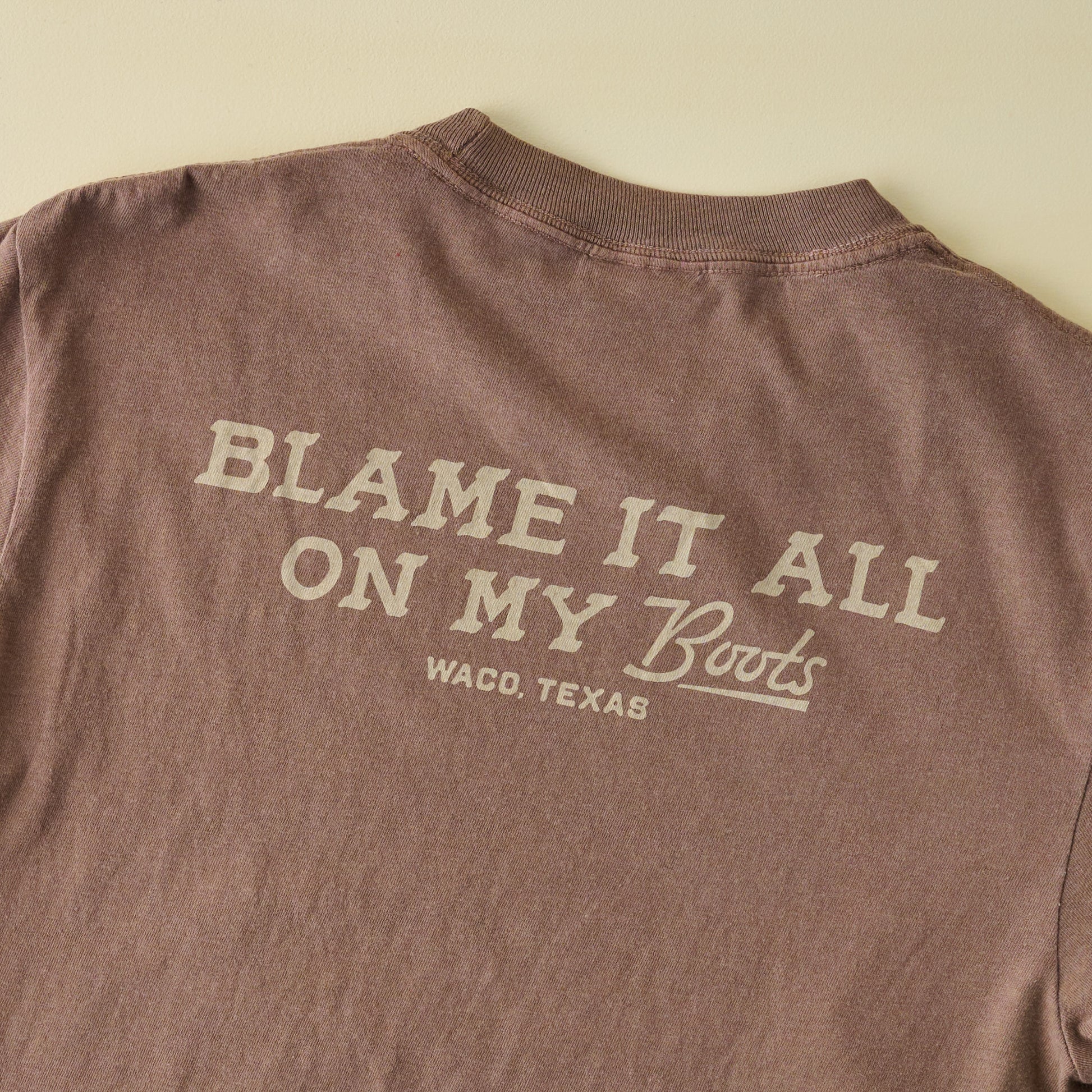 Blame It All On My Boots Brown Short Sleeve Shirt back view