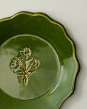 Black Oak Art Green Floral Embossed Trinket Dish