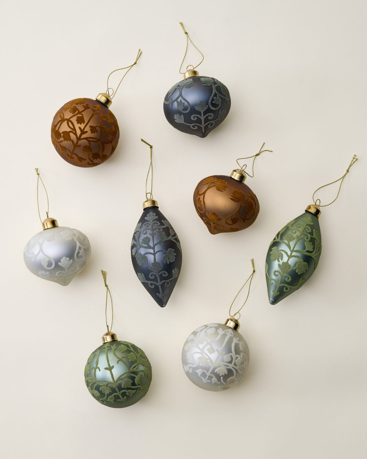 Heirloom Flocked Ornament, Set of 8