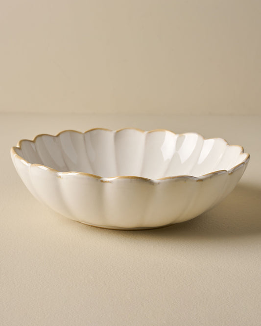Cream Scalloped Serving Bowl