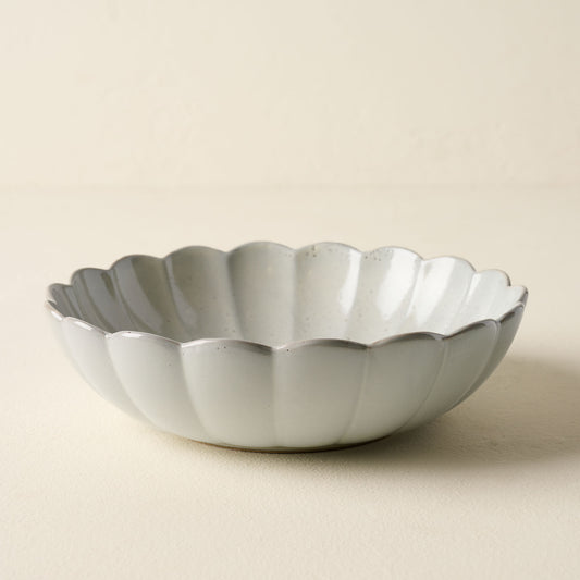 Grey Scalloped Serving Bowl
