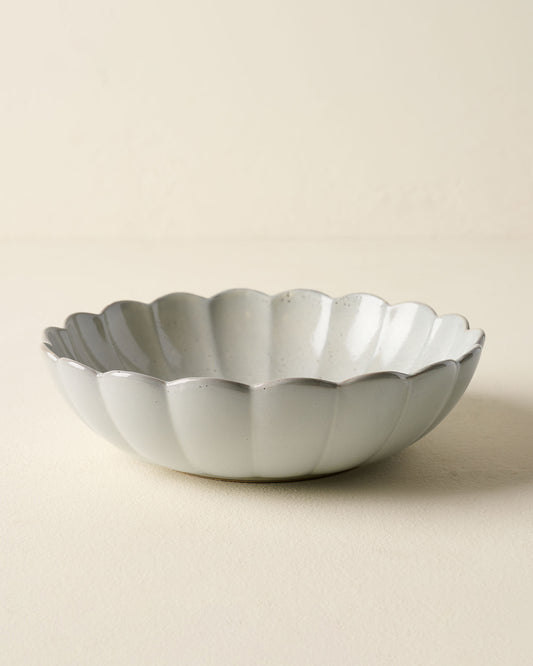 Grey Scalloped Serving Bowl
