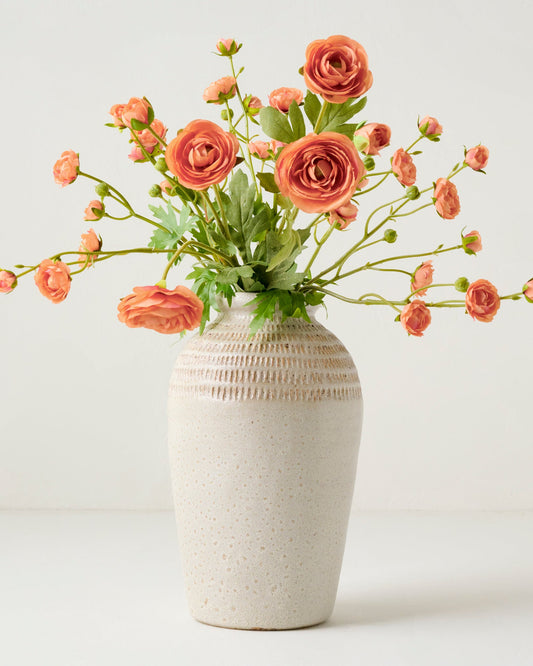 Coral Ranunculus Bloom Bundle shown in vase