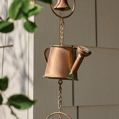 Watering Can Rain Chain outside