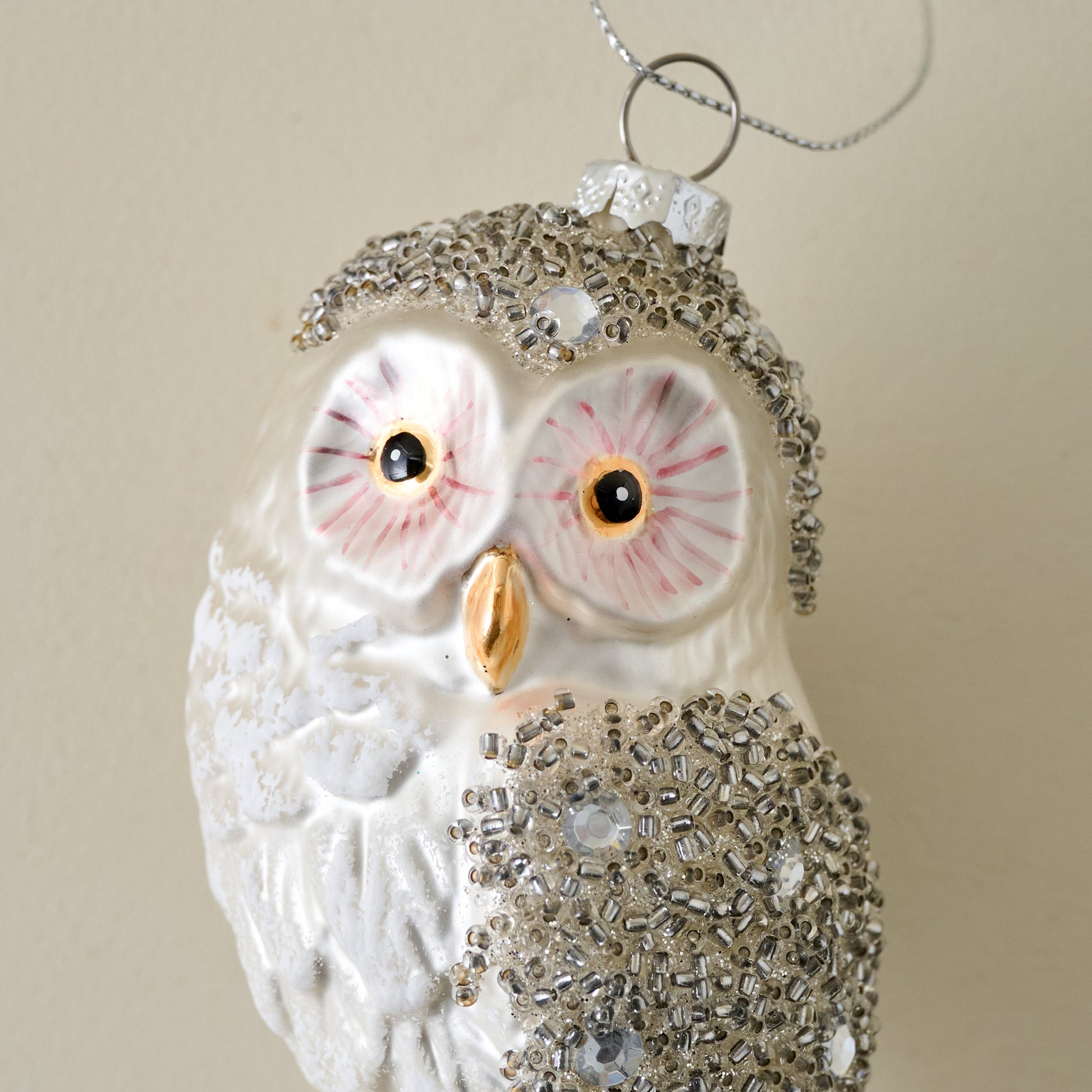 Start of Something Owl Ornament up close