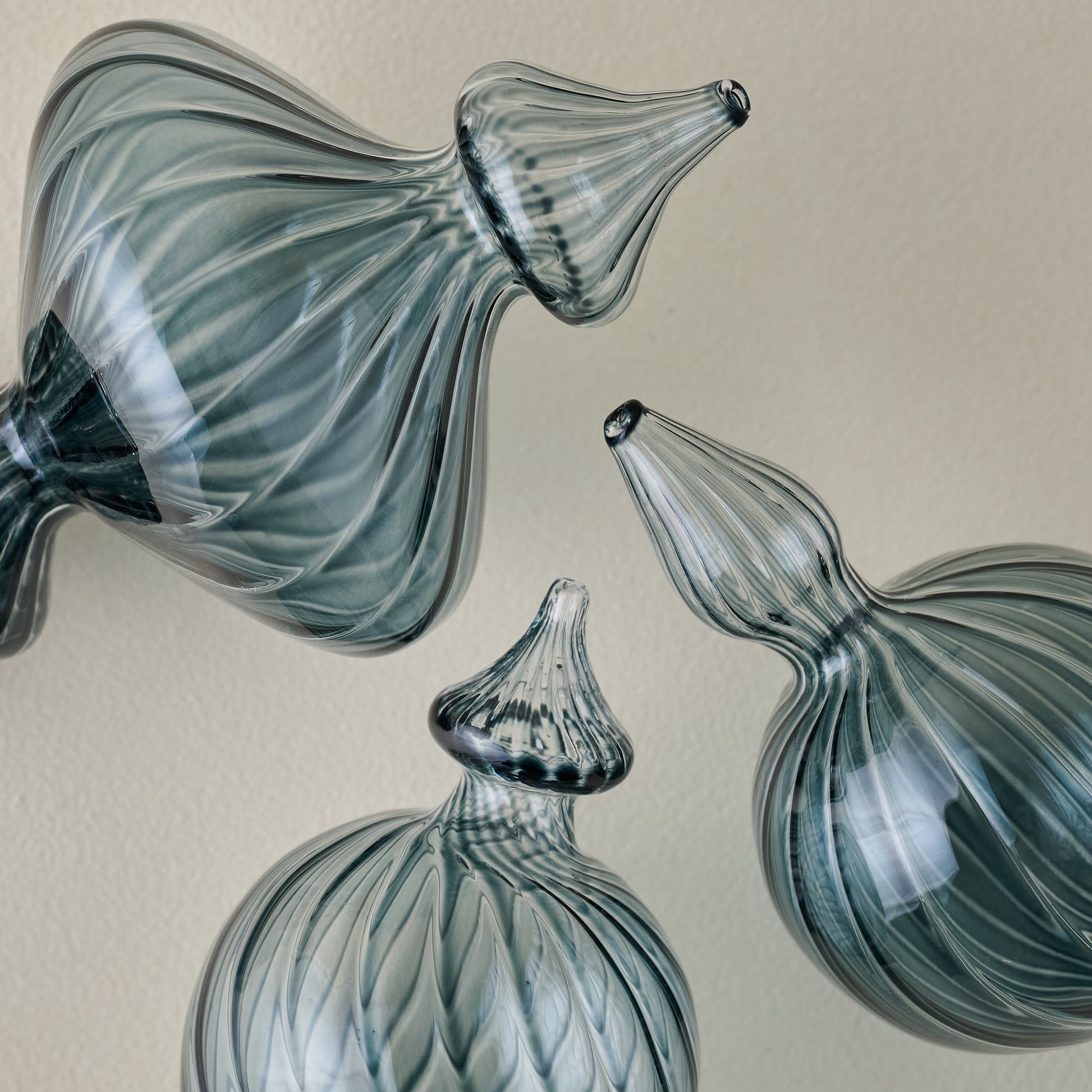 Blue Enchanted Finial Glass Ornaments, Set of 3 up close