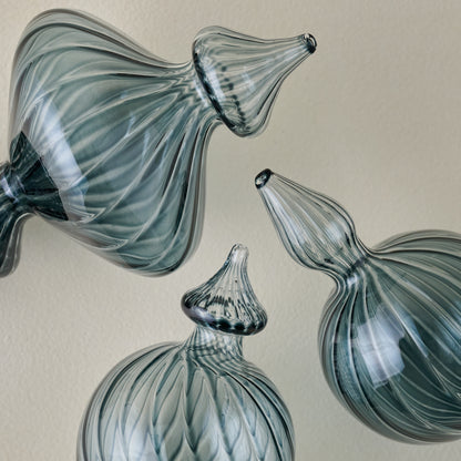 Blue Enchanted Finial Glass Ornaments, Set of 3 up close