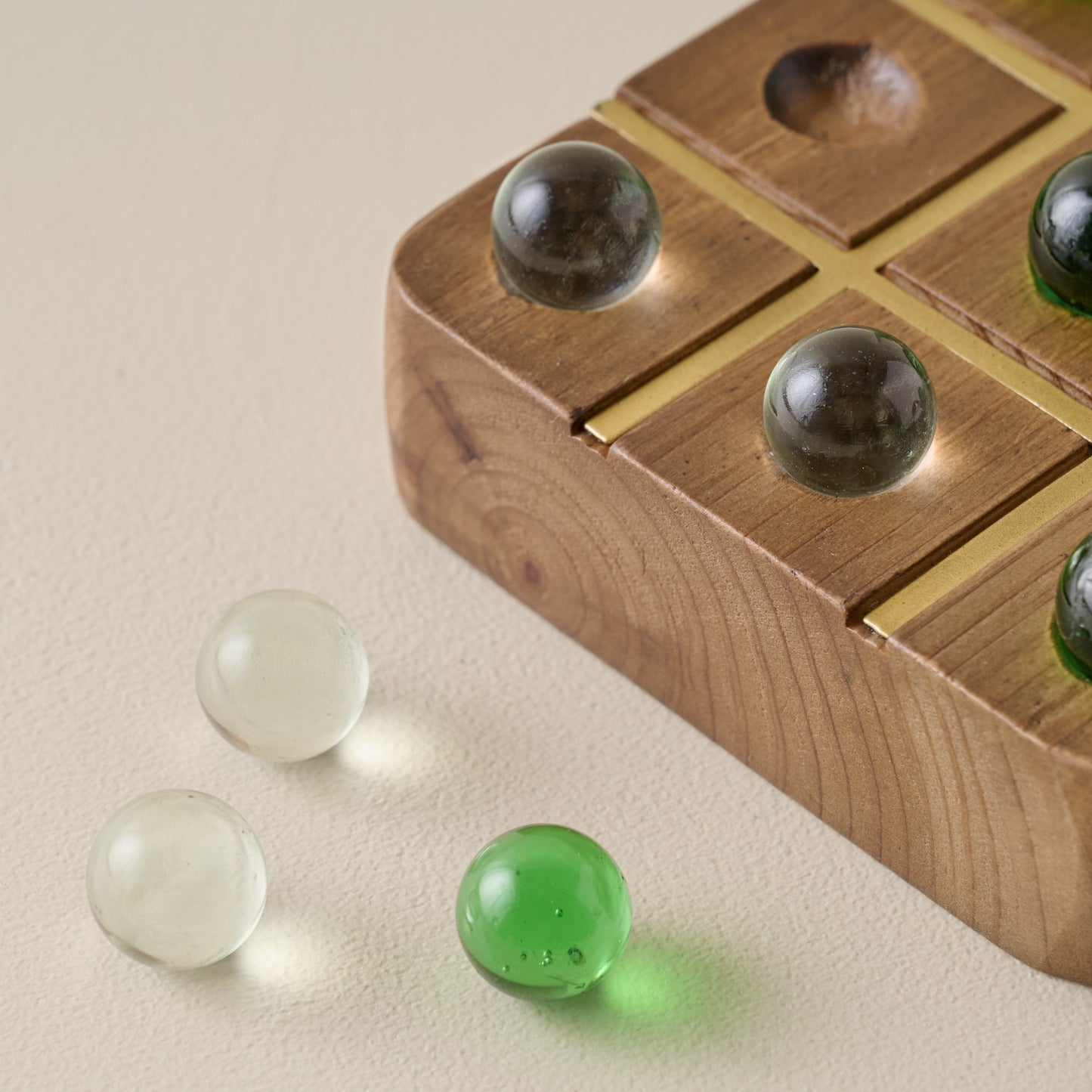 Vintage-Inspired Wooden Tic-Tac-Toe up close