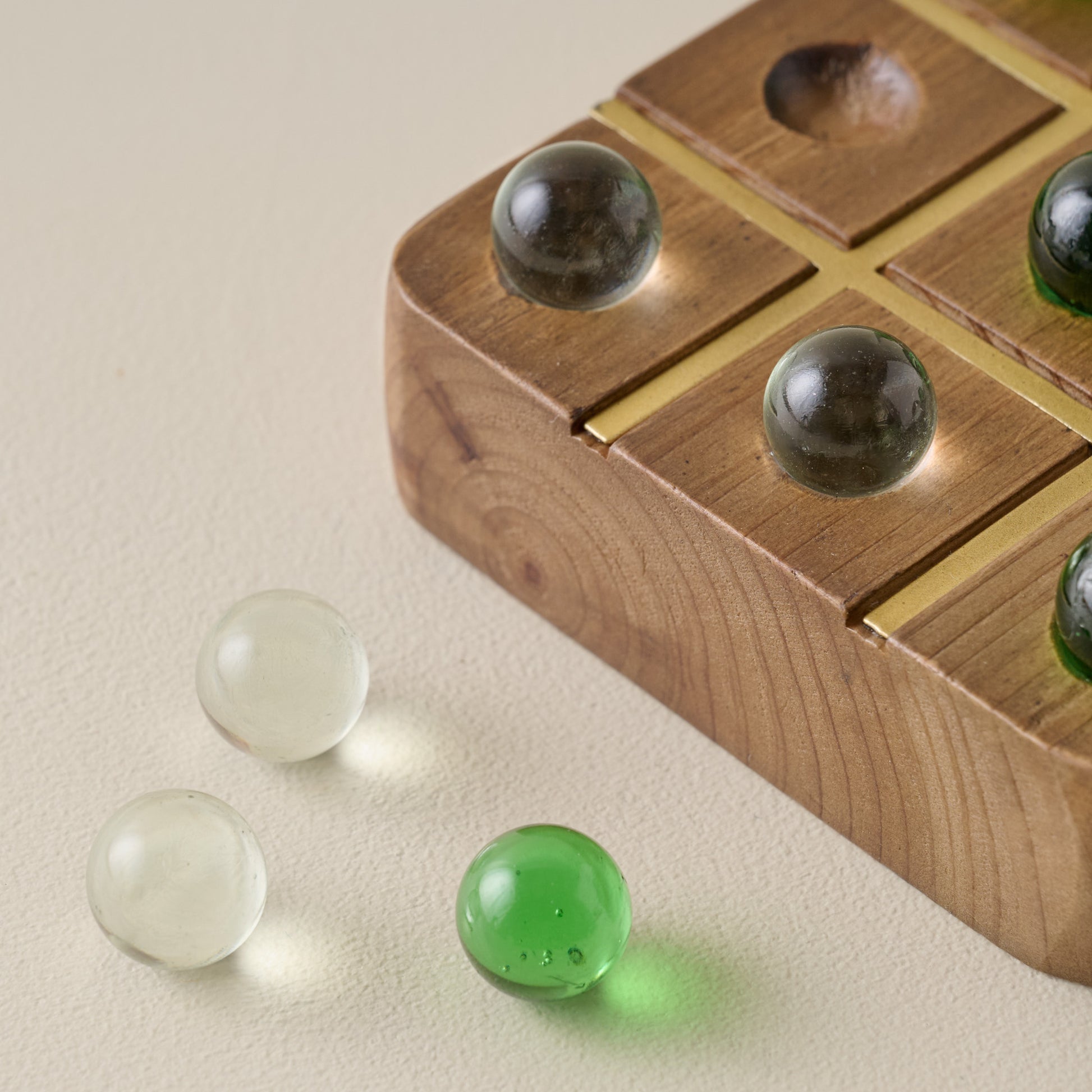 Vintage-Inspired Wooden Tic-Tac-Toe up close
