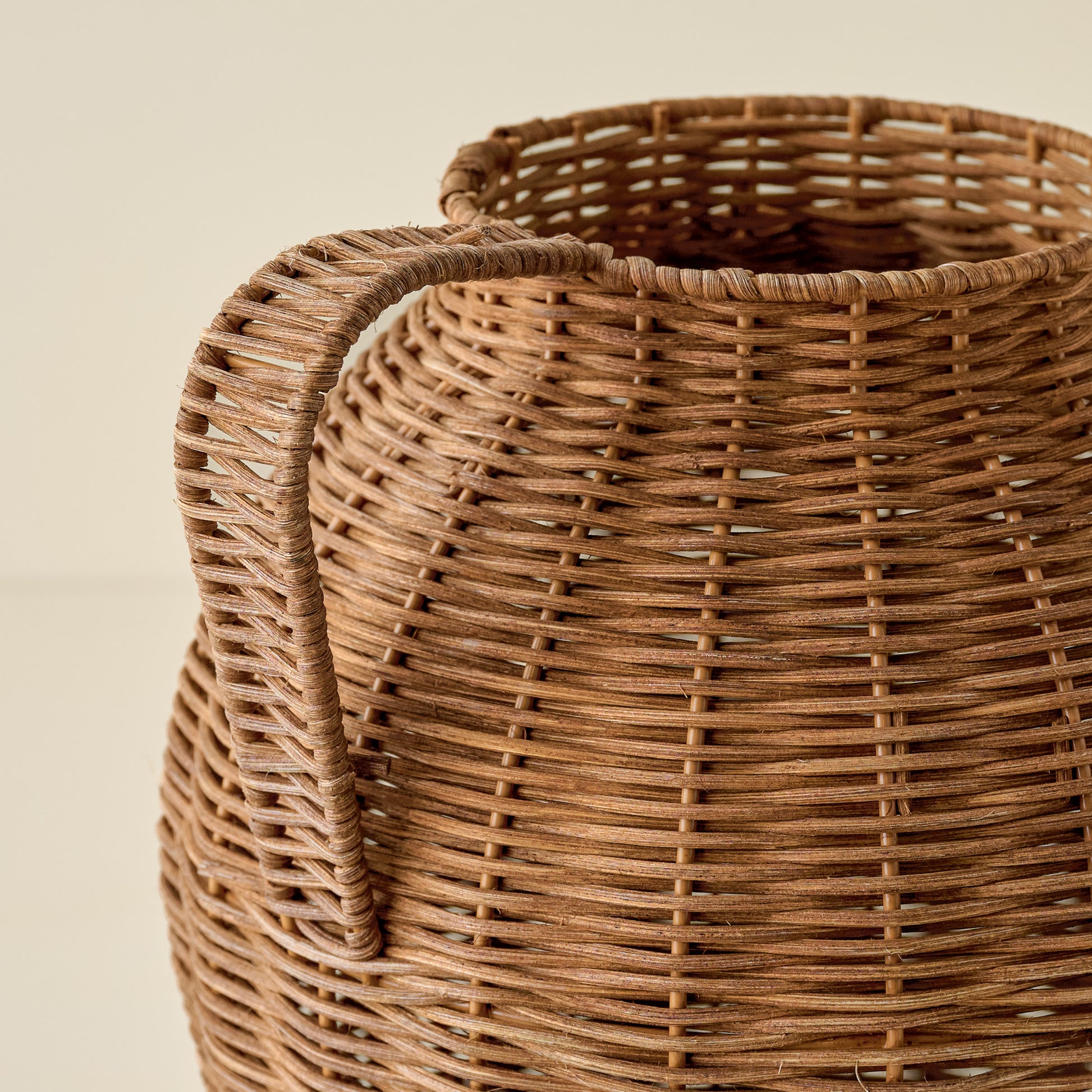 Blake Woven Rattan Jug Vase close up view of handle