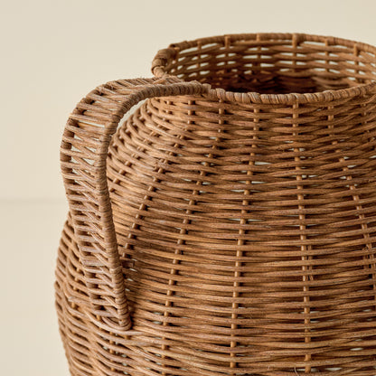 Blake Woven Rattan Jug Vase close up view of handle