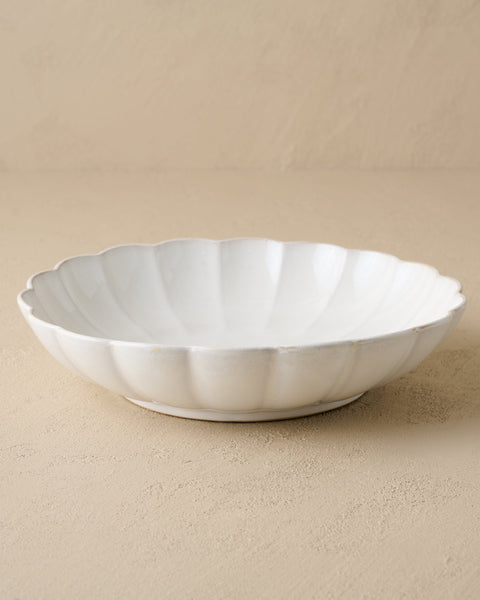 Oversized Cream Scalloped Serving Bowl