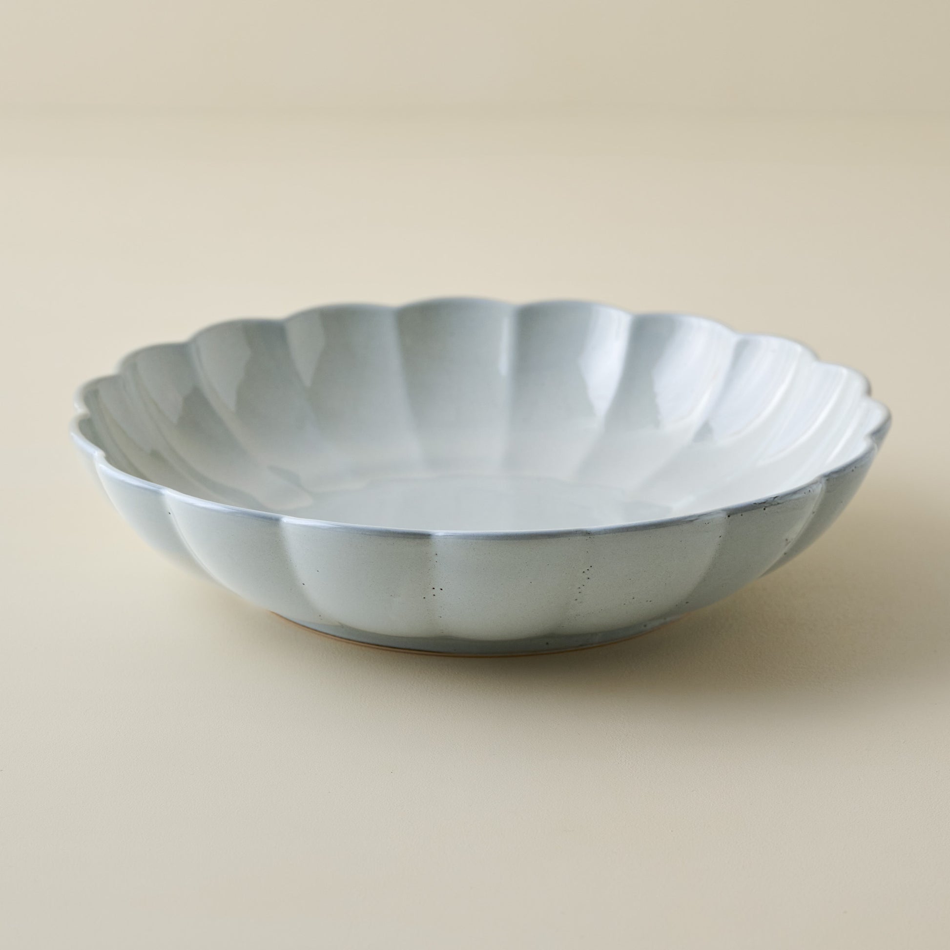 Oversized Grey Scalloped Serving Bowl