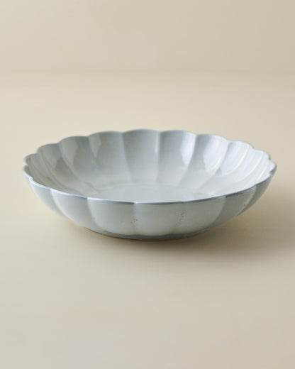 Oversized Grey Scalloped Serving Bowl