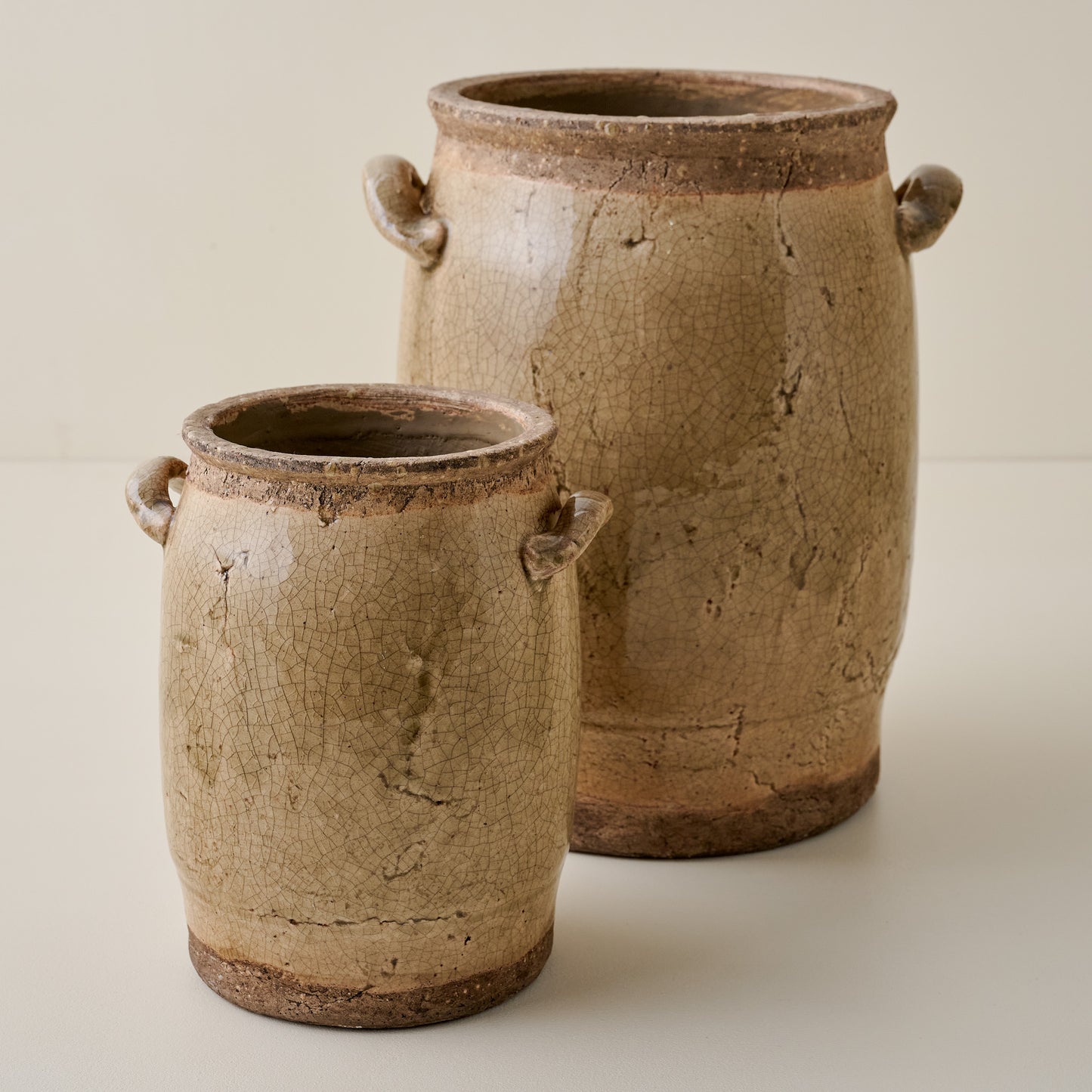 Hanson Crackle Handled Vases